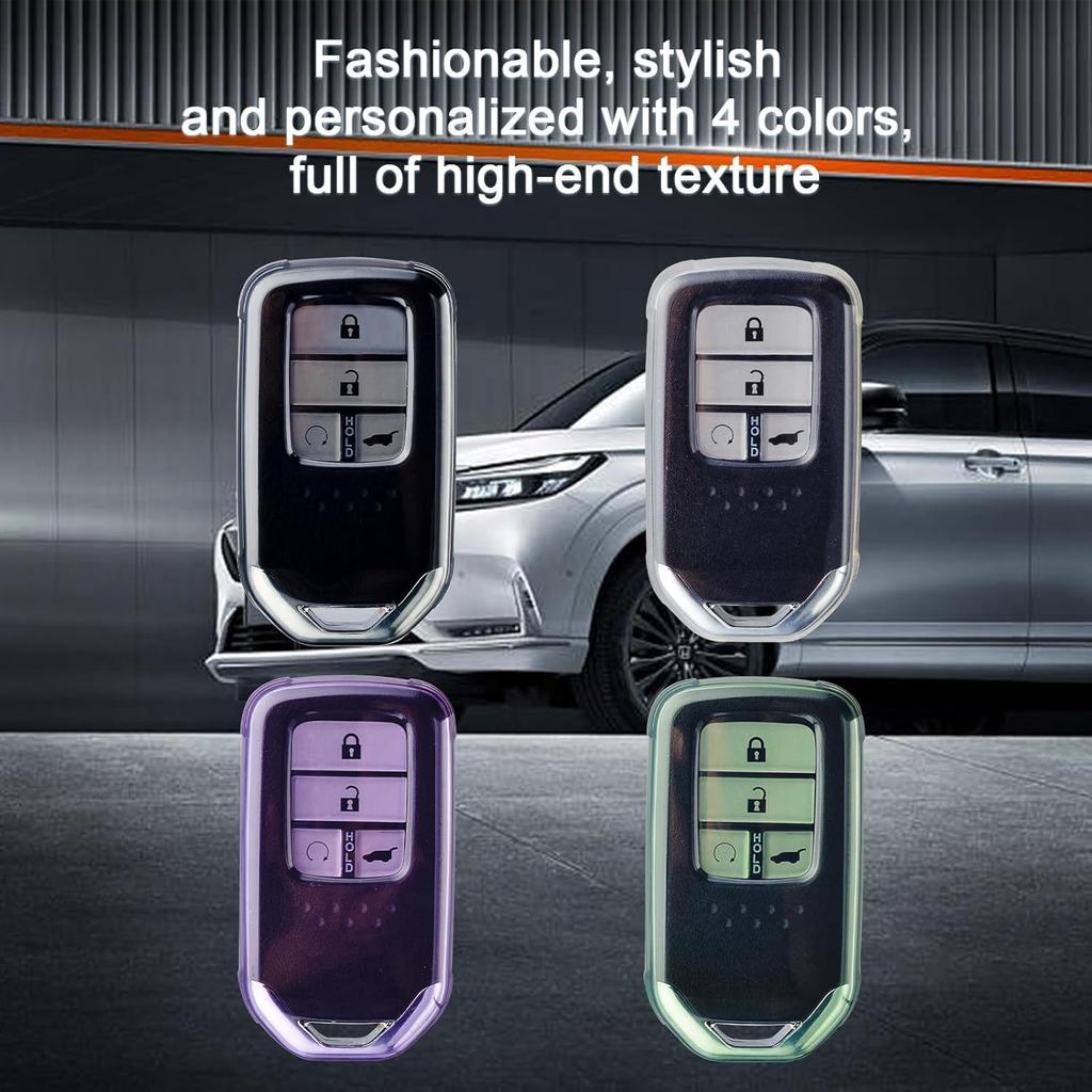 OFFWEGO Key Fob Cover for Honda Accord Civic CRV Pilot Ridgeline Odyssey Soft TPU Key Case Protection for Honda Smart Protector Remote Start Key,