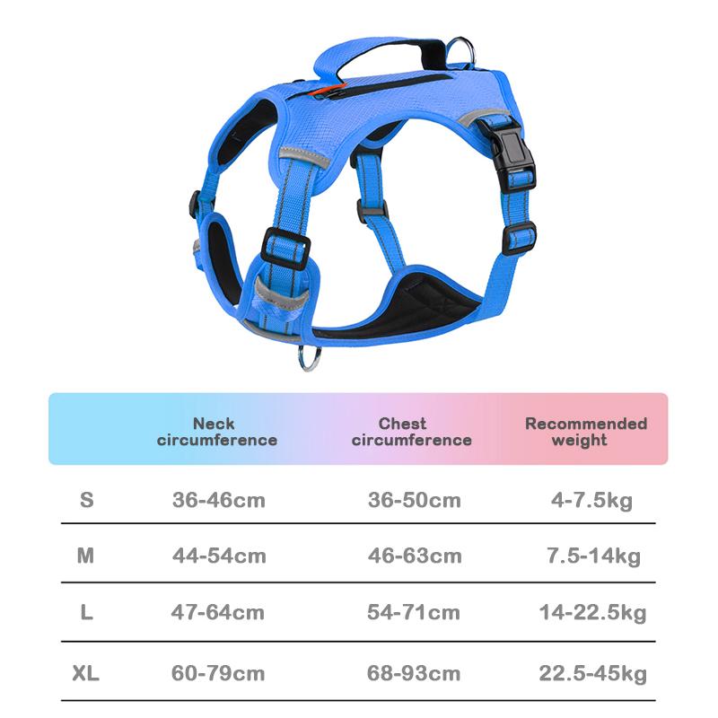 Dog No-Pull Reflective Breathable Harness for Medium & Large Dogs, Adjustable Comfort Pet Vest Harness for Walking Training