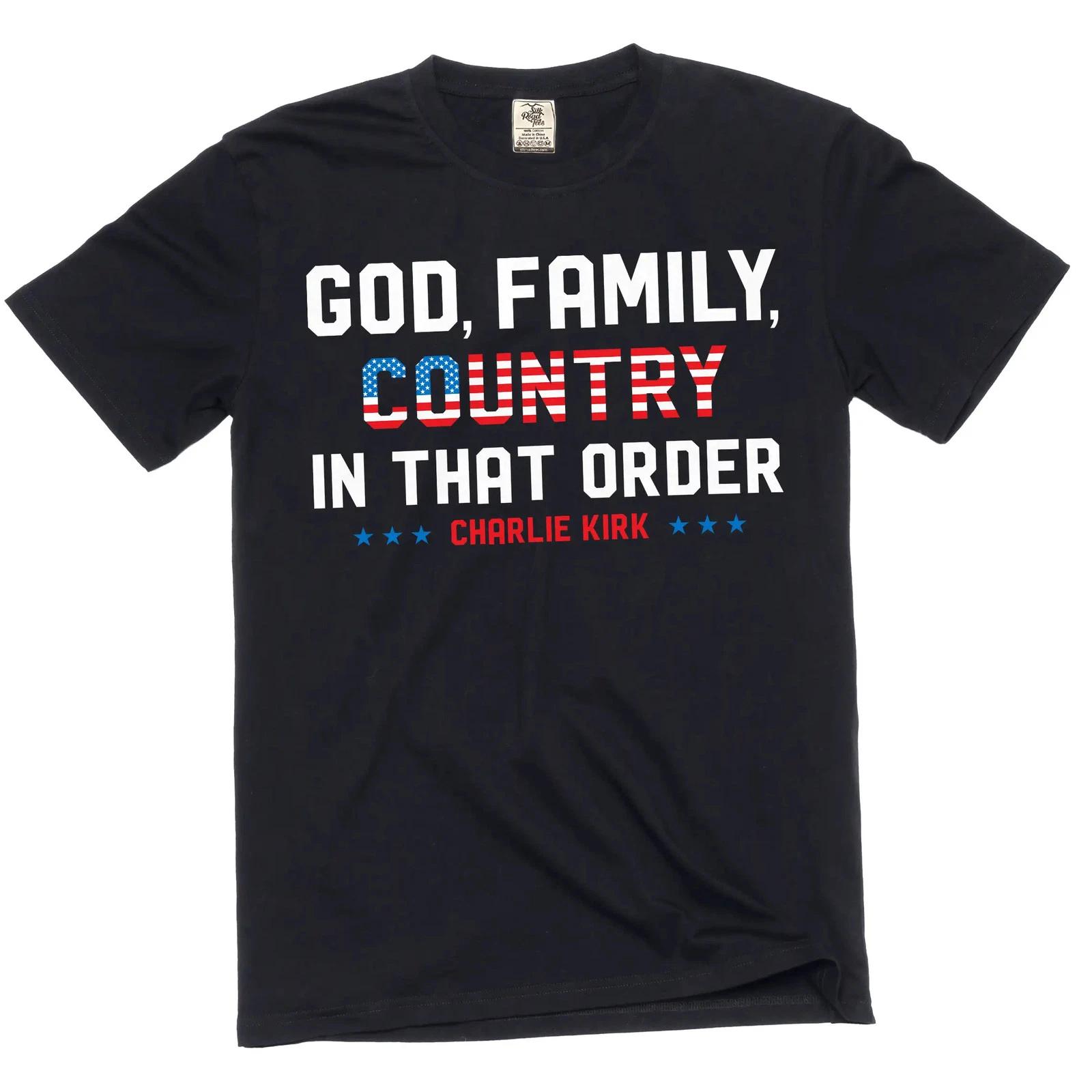 God Family Country T-shirt Charlie Kirk quote C.K tee Shirt S