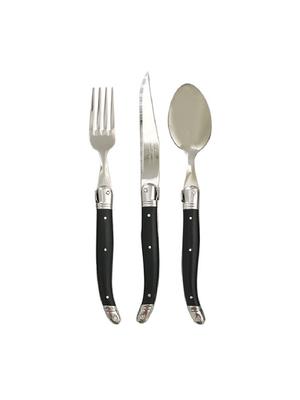 Janneron Laguiole 1-Person Western Cutlery Set Black (3 Pieces)