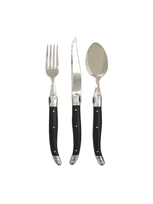LAGUIOLE Janneron Laguiole 1-Person Western Cutlery Set Black (3 pieces) laguiole black cutlery