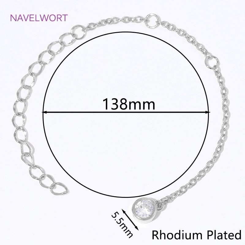 

14K Gold Plated Brass Extension Chain With Tail Zircon Beads Connectors,Extended Tail Chains,DIY Bracelet Making Accessories 1 piece