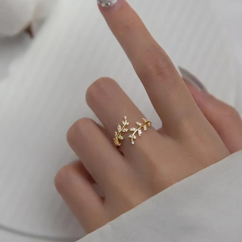 Creative Leaf Branch Shape Rings For Woman Open Adjustable Ring Finger Luxury Wedding Party GirlS Jewelry Anillos