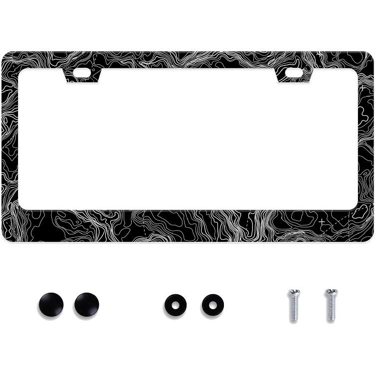 Topographic Map License Plate Frame Topography Stainless Steel License Plate Frame Auto Parts Decoration With Screws License Plate Holder For Men