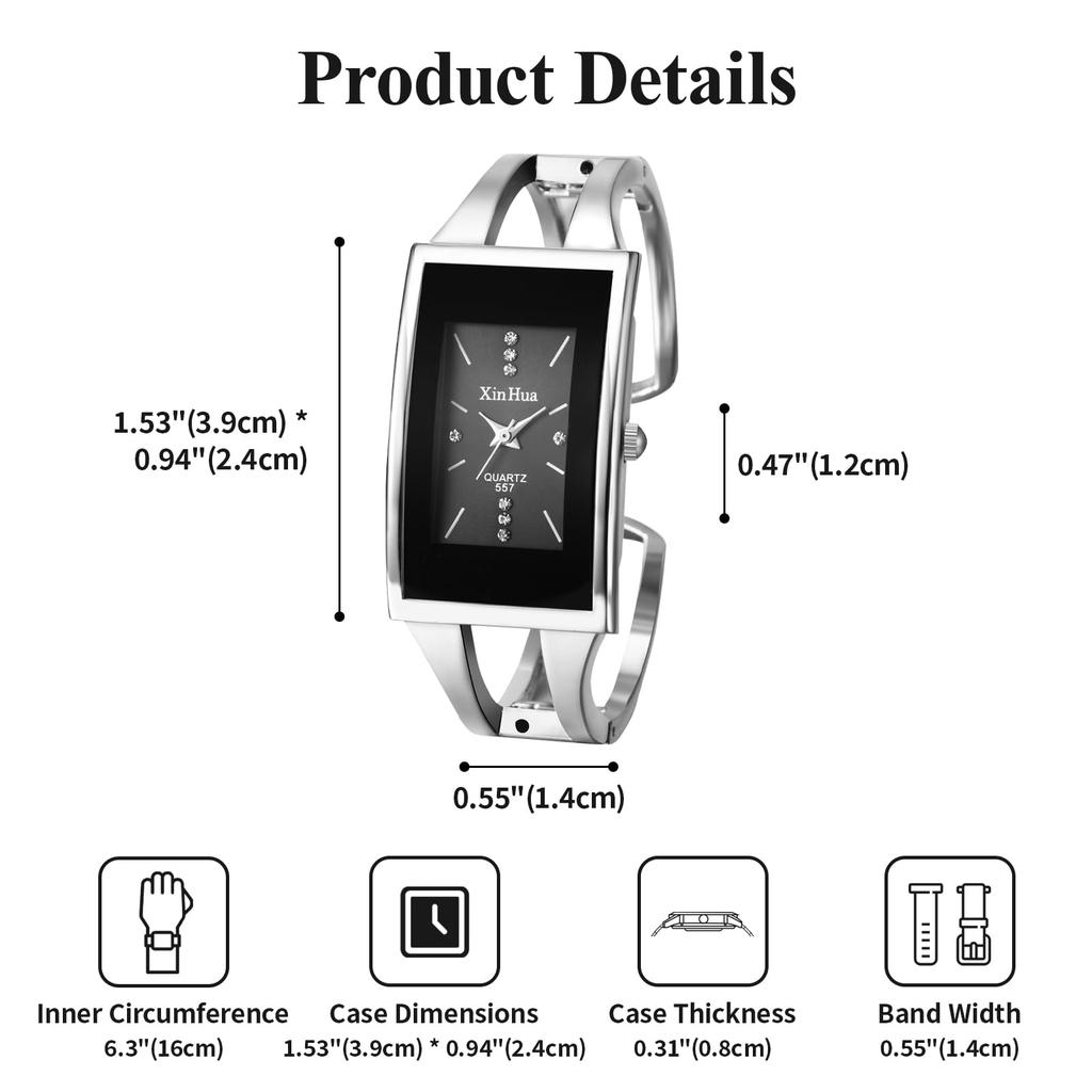 Women's Square Bracelet Watch, Waterproof: Rectangular Dial, Diamond-Inlaid Quartz Movement, Analog Display, Sun Pattern, Stylish, Modern, Elegant -