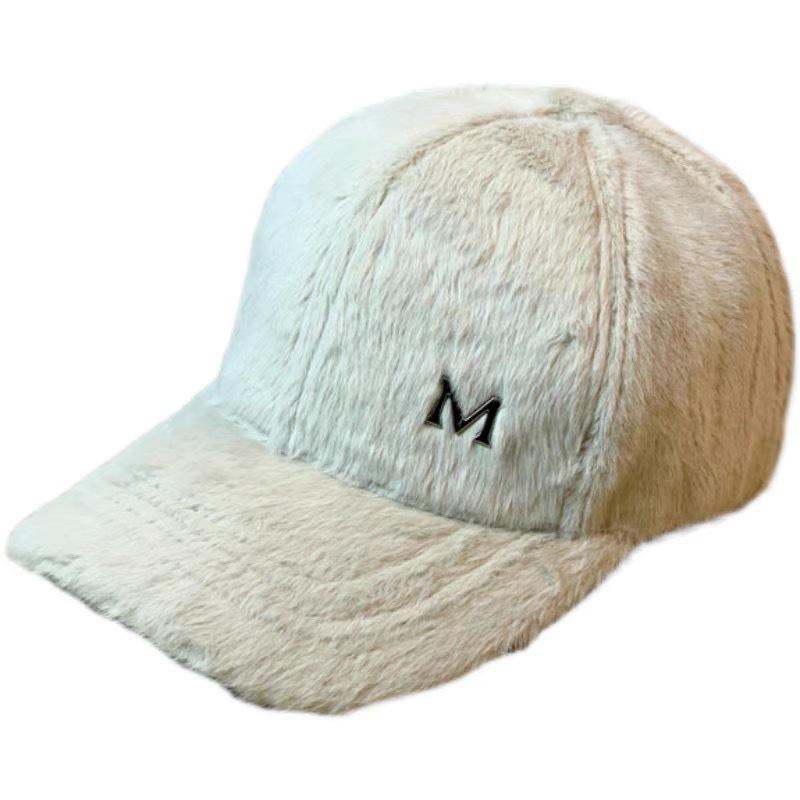 Rabbit Fur Plush Hat for Women In Autumn and Winter Thickened Warm Peaked Cap Korean Style Trendy Street Versatile Winter Baseball Cap