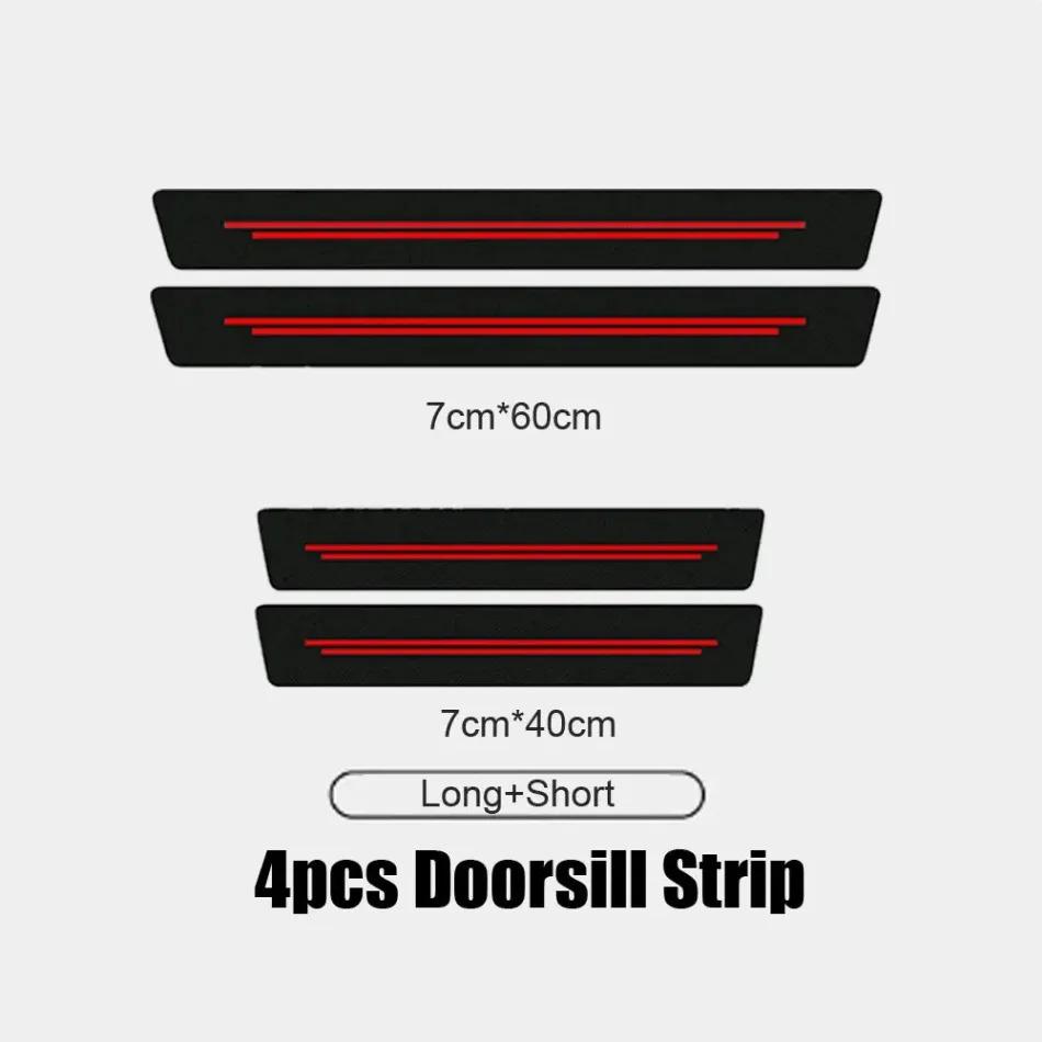 4pcs Universal Car Door Anti Scratch Protector Sticker Carbon Fiber Car Door Sill Protection Strip Decorative Auto Accessories