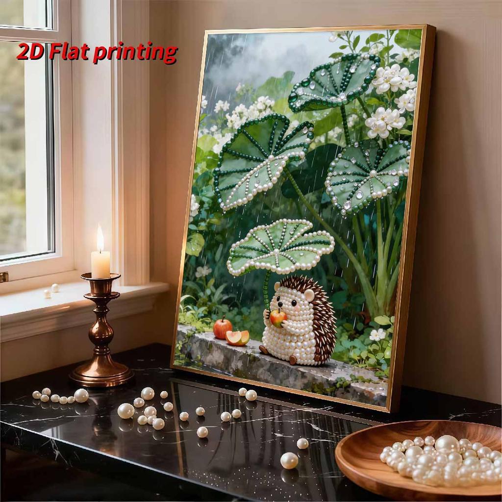 5D Frameless Pearl Painting Cute Hedgehog Diy Handmade Sticky Diamond Creative Canvas Art Painting Bedroom Decoration Living Room Hanging Painting