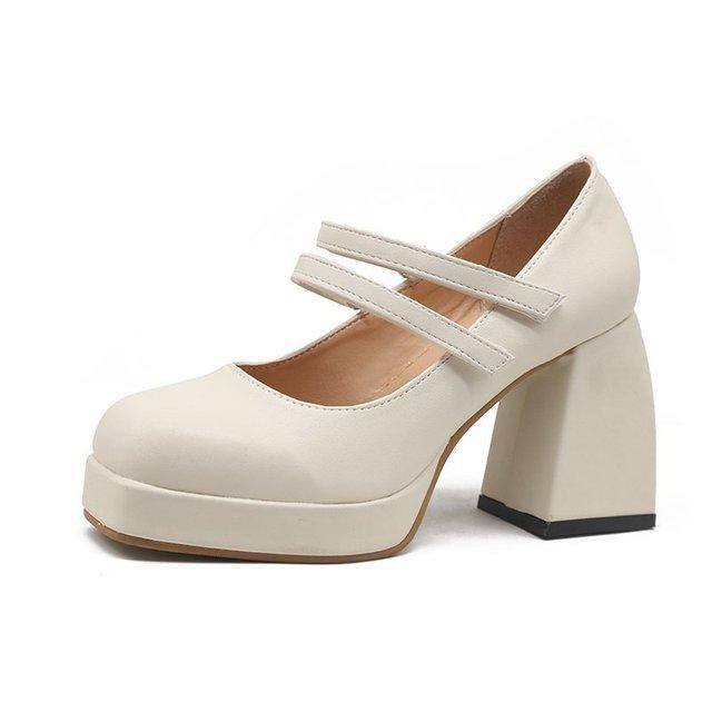 Platforma Jehlové podpatky Mary Janes Boty Boty Lakovaná kůže Robustní přezka se čtvercovou špičkou Goth Ženy Lodičky Boty na podpatku