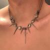 Y2K Spicy Girl Dark Star Leather Choker Necklace - Pure Desire Clavicle Chain