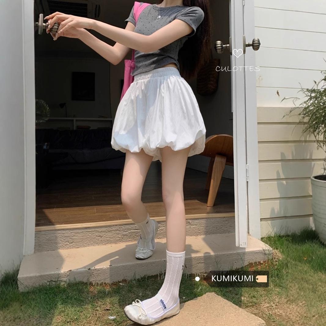 

Elegance White Floral Pleated Mini Skirt: Versatile Summer 2025 Slimming Design S (35-45 kg)