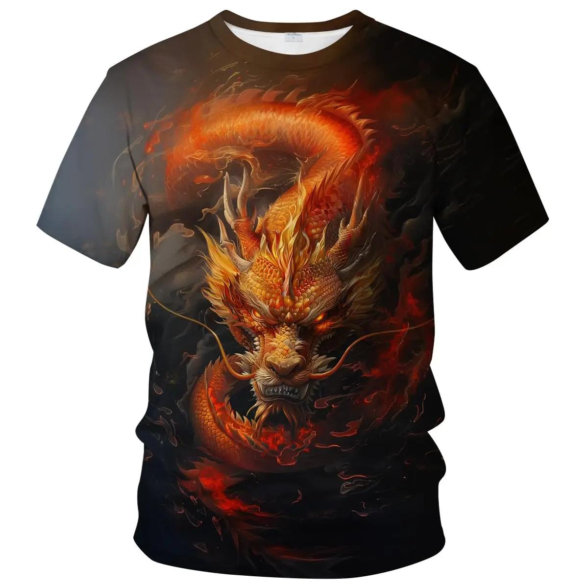 

2026 Fashion Cool Limited Edition Five Claw Golden Dragon Texture 3D Printed Loose Outdoor Hip Hop Street Leisure T-shirt 6XL