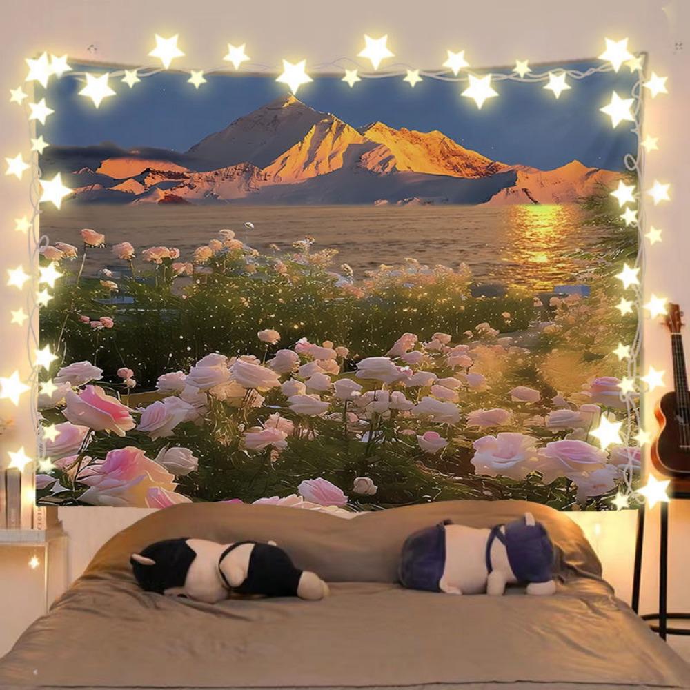Floral Sea Blanket Rental House Renovation Fabric Living Room Background Wall Hanging