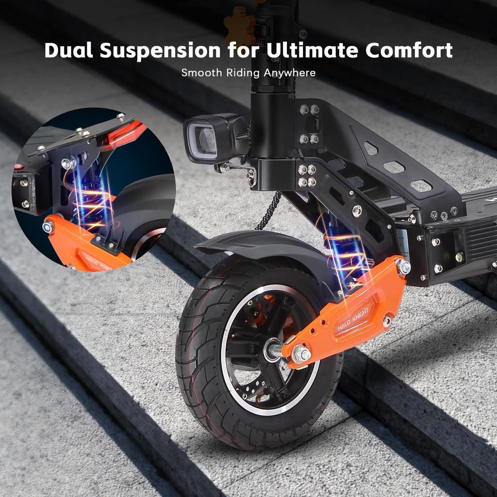 Halo Knight T102 Electric Scooter 10 Inch Tires 1200W Motor 52V21Ah Battery 50km/h Max Speed 45km Max Range Dual Suspensions