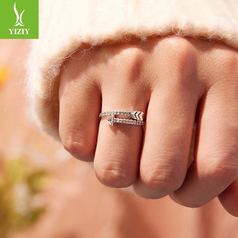 Arrow Full Zircon Ring, Cross-Border Classic Design S925 Sterling Silver Ring Jewelry.