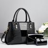 Mother and Child Bag Three-piece Handbag Crocodile Pattern Shoulder Messenger Bag Autumn and Winter Large Capacity Women's Mother Practical