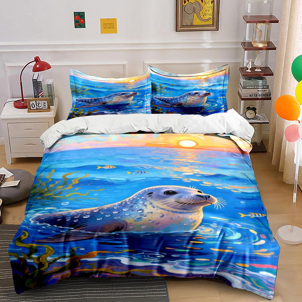 

Seal, fish, seaweed, sunset. Bedding sets Duvet cover sets Duvet covers Pillowcases(1 * Duvet Cover 2 * Pillowcases, without duvet insert) 135x200cm