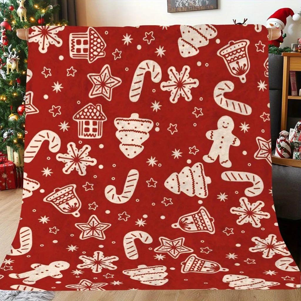 JIT 1pc Winter White Deer Christmas Polyester Blanket 2D Flat Print Elegant Home Decor Bedroom Sofa Throw Cozy Charming