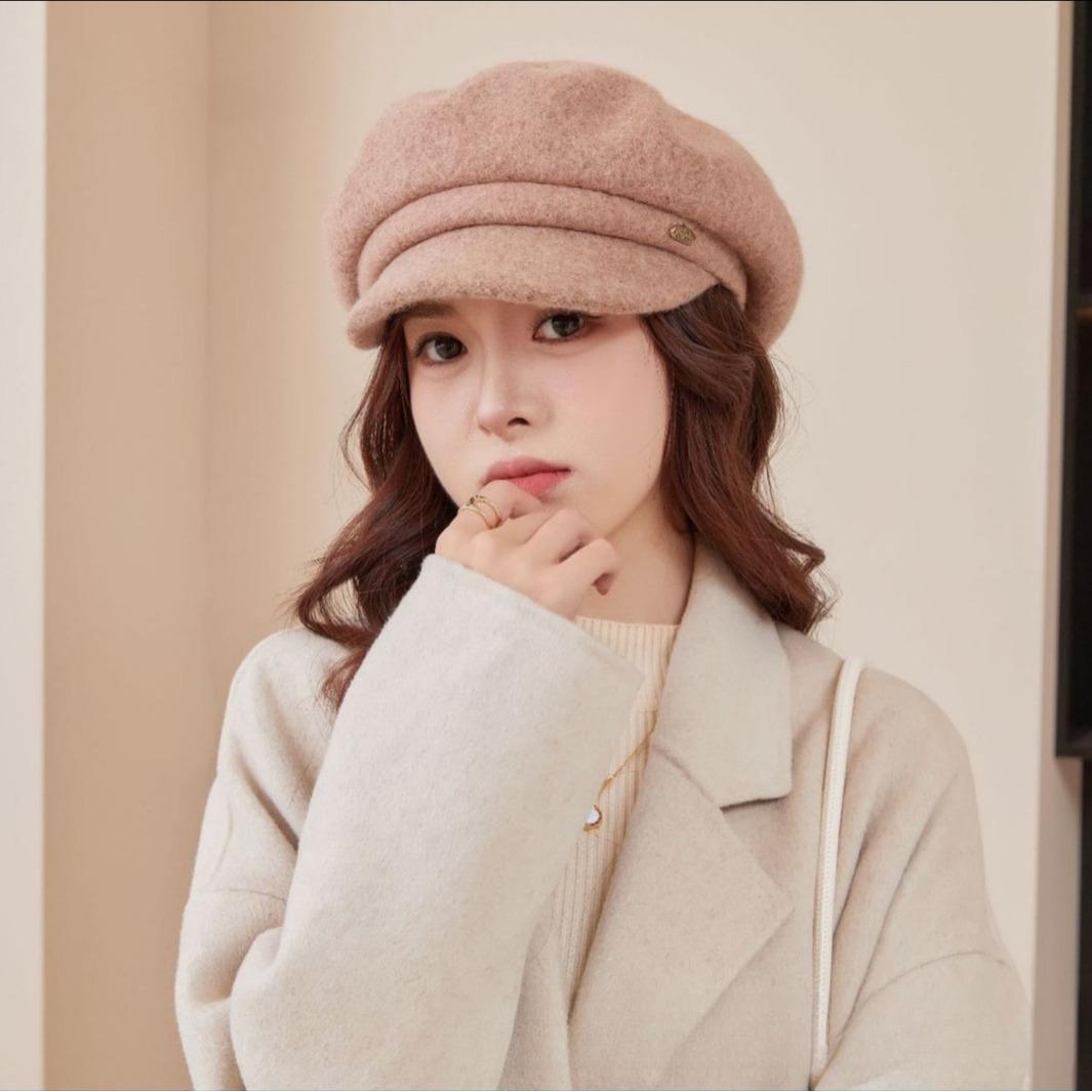 

Autumn and Winter Solid Color Wool Retro Warm Beret Korean Women s Versatile Thickened Elegant Wool Hat one size