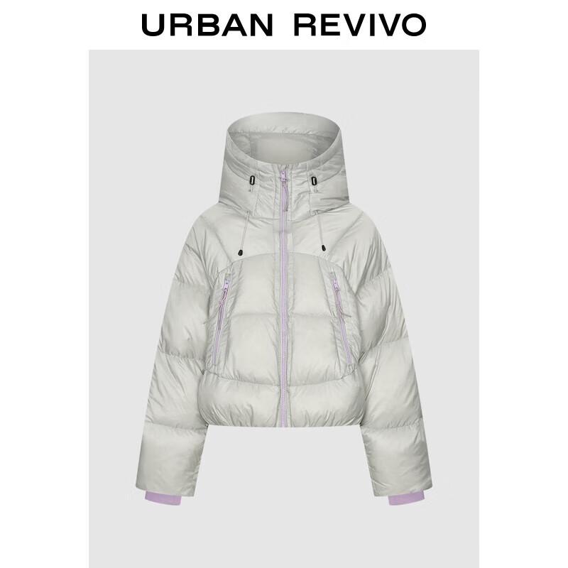 

Женская повседневная короткая пуховая куртка с капюшоном в стиле колор-блок UR L