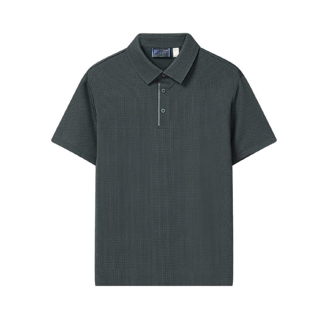 

FILA Blue Solid Color Pullover Polo Neck Knitted Short Sleeve Polo Shirt Men tops F11M622129F-BU M