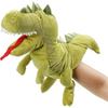 Plush Dinosaur Hand Puppet with Open Movable Mouth, Interactive Toy for Imagining Play, Role Play, Storytelling Teaching Puppet Theater, 13"