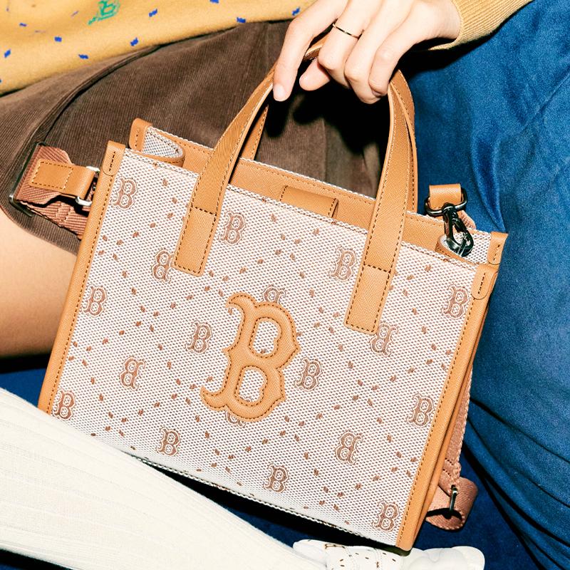 MLB Synthetic Leather Tote Bag, Shopping Bag, Handbag, Crossbody Bag, Shoulder Bag Small Women's Brown Casual 3AORS013N-43BRS