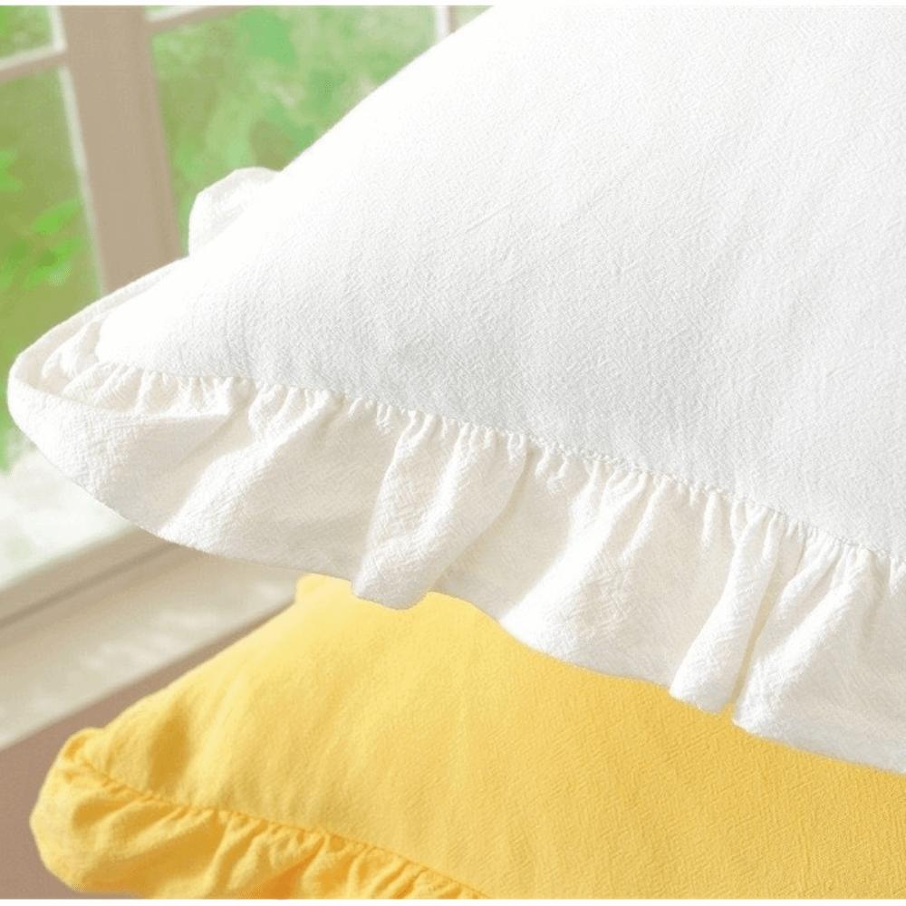 Lotus Leaf Skirt Edge Throw Pillow Cover Soft Cotton Art Cushion Cover  Home Decoration