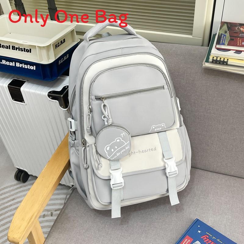 Youthful Candy Color Backpack With Fabric For School And Travel Use