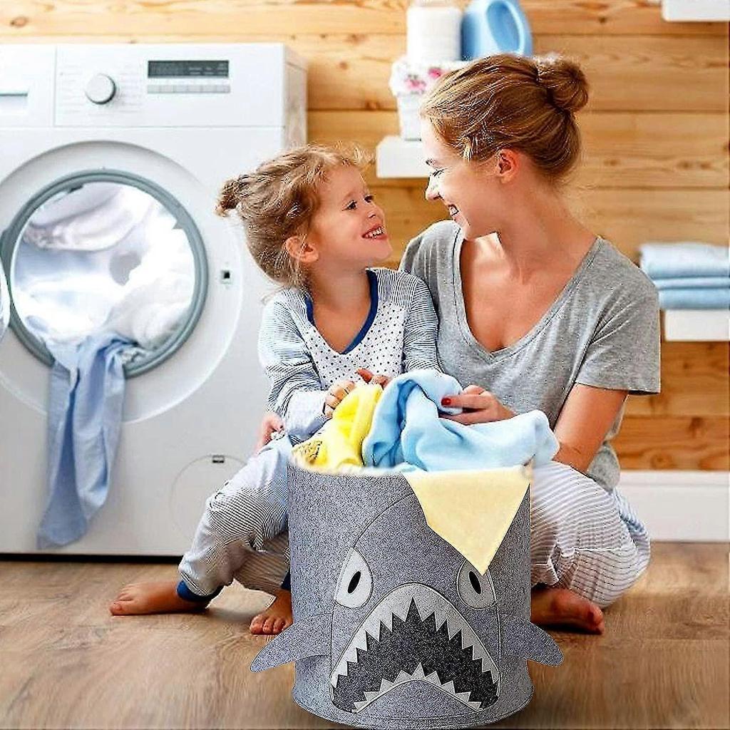 Filz Aufbewahrungseimer, Kinder Filzkorb, Faltbare Filz Aufbewahrungsbox Für Kinderzimmer, Spielzeug, Kleidung (Hai)Filz-Aufbewahrungskorb, Kinder-Filzkorb, faltbarer Filz