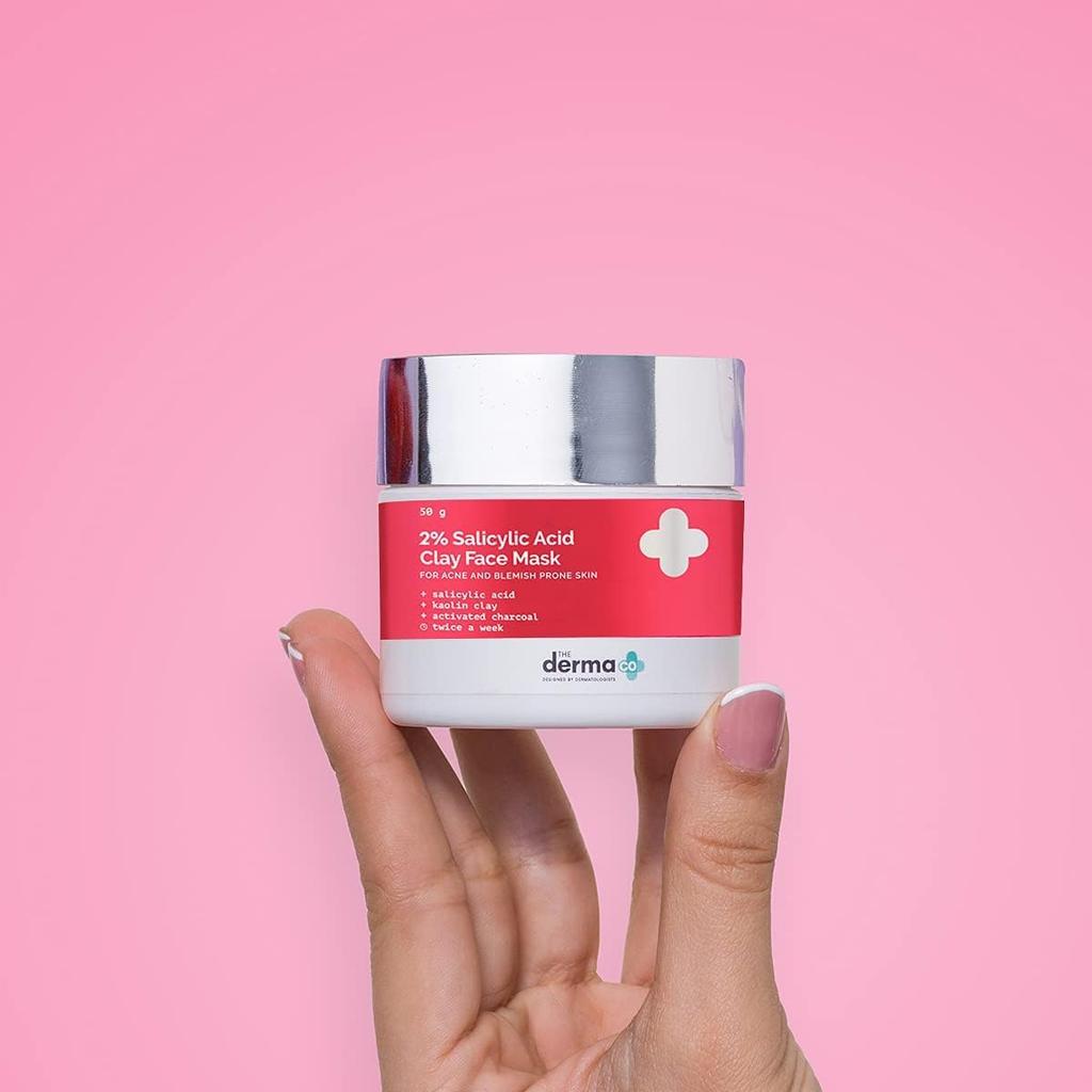 The Derma Co 2% Salicylic Acid Clay Face Mask 50 g Pack for Acne Prone Skin Men & Women