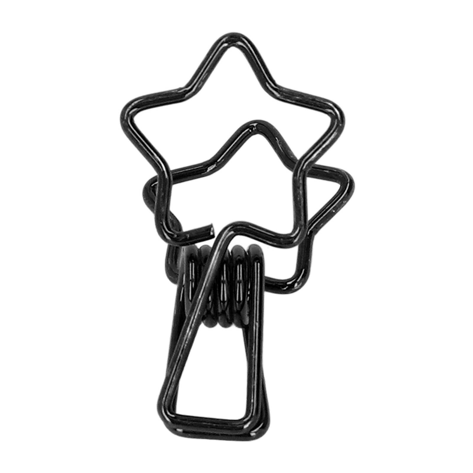 

100Pcs Paper Binder Clips Cute Star Shape Metal Small Binder Paper Clips for Documents Certificates Tickets Clothes чорний