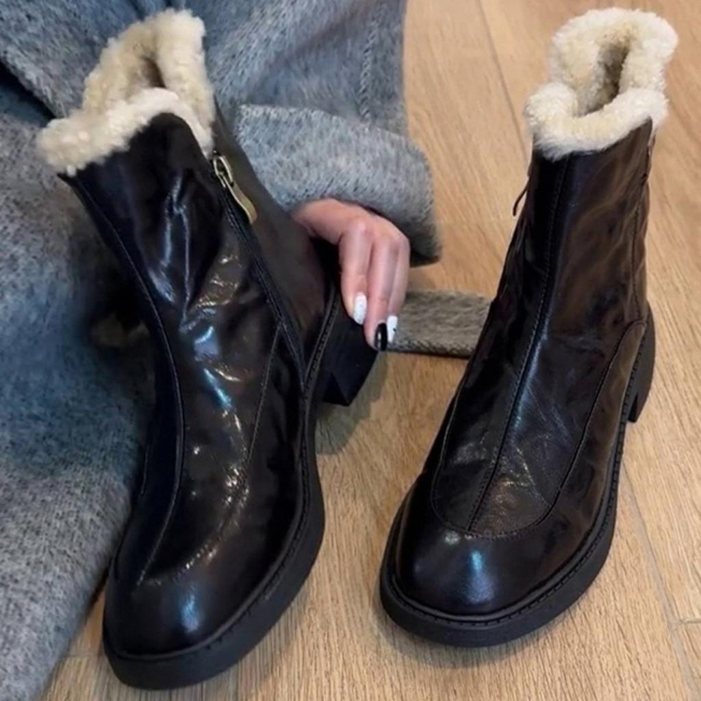thick-soled snow boots women's new winter thin boots warm cotton shoes fluffy shoes small short boots