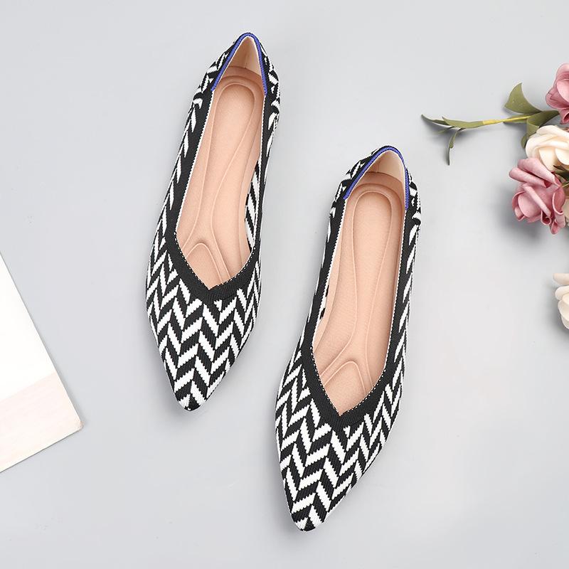 Spring and Autumn Flying Single Shoes Doudou 41 Flat Bottom 43 Large Size Women's Shoes Knitted Ladyshoes Pregnant Women