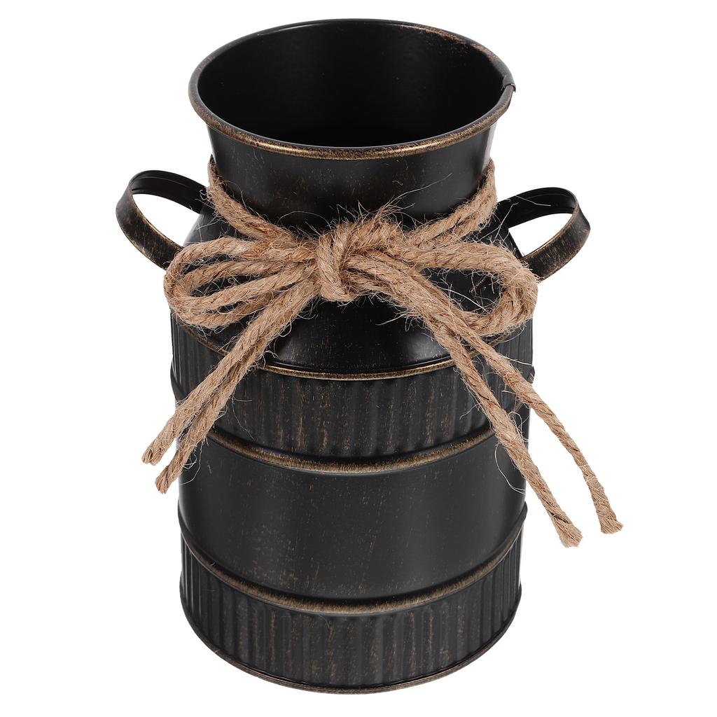 Vintage Iron Flower Vase Retro Bucket Adornment For Home Decor Flower Arrangement Container Rustic Metal Vase Farmhouse