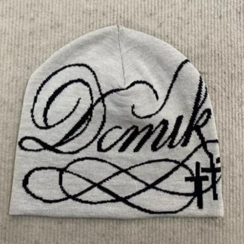 

European and American Hip-Hop Streetwear Retro Fashion Warm Windproof Knit Letter Jacquard Cold Hat OneSize