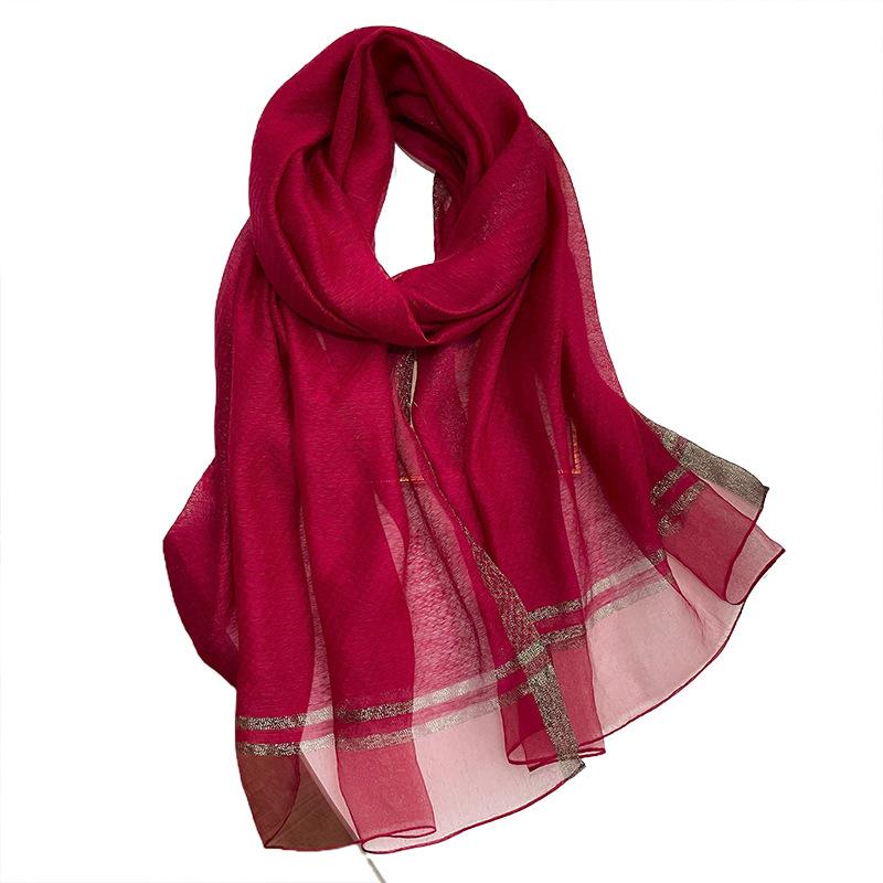2025 Solid silk wool scarf women hijab pashmina shawls and wraps Luxury Brand Foulard Bandana Bufanda Blanket Scarves
