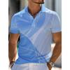 3D Printed Texture Stripe Polo Shirt For Men Colorful Gradient Pattern Men's Clothes Summer