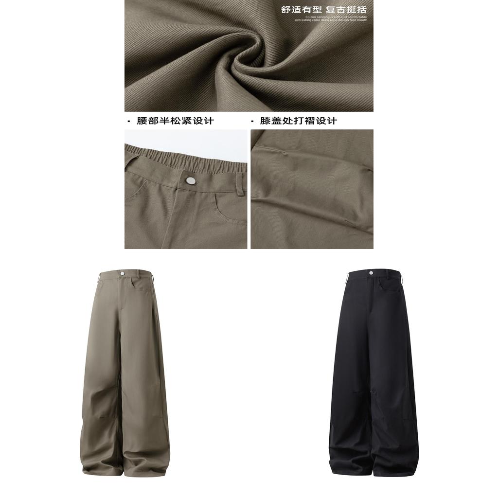 American Retro Pleated Cargo Pants With Cotton Fabric For Casual Youth Fashion