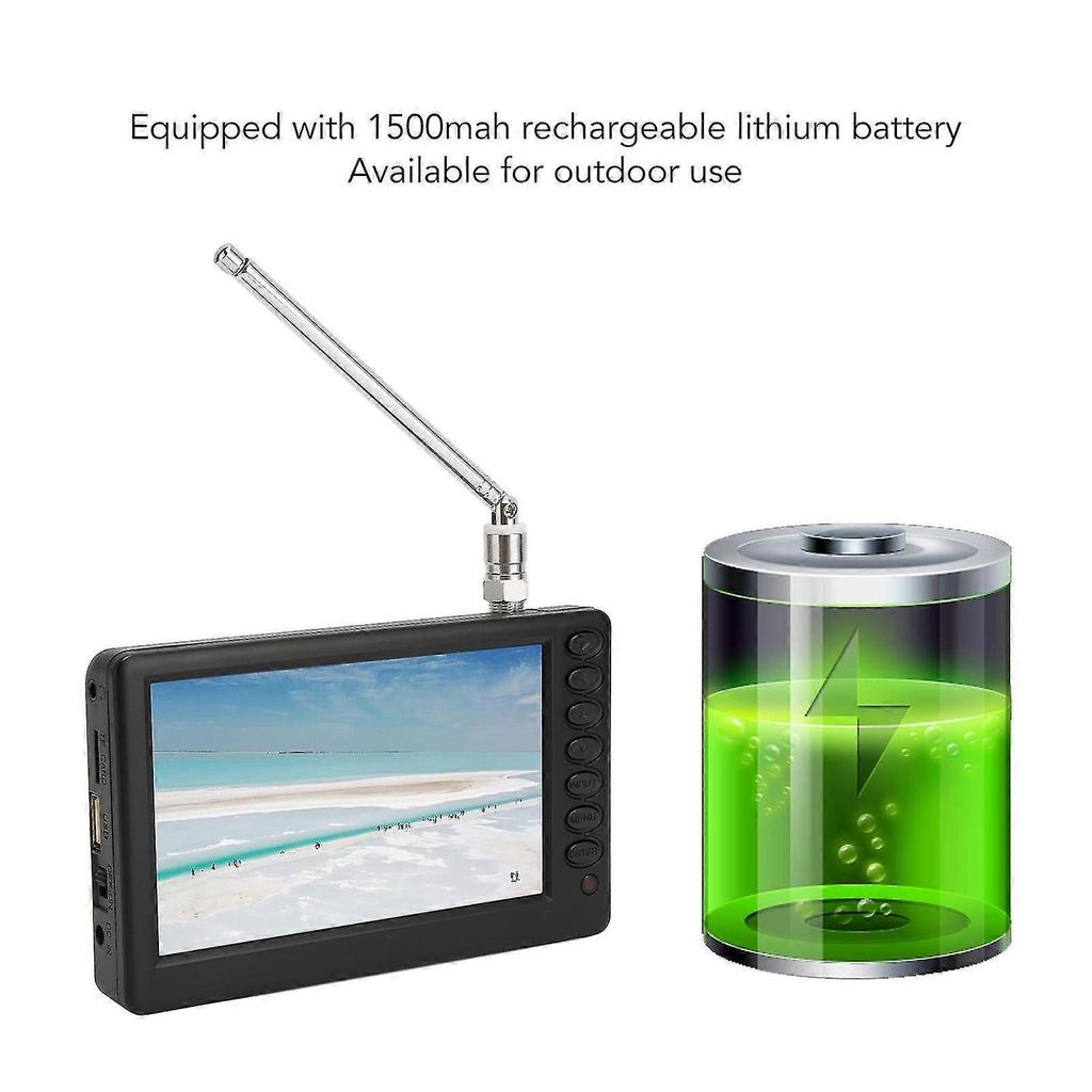 Televisor Portátil de 5 Pulgadas Compatible con DVB-T Recargable Mini Televisión Digital 1080p