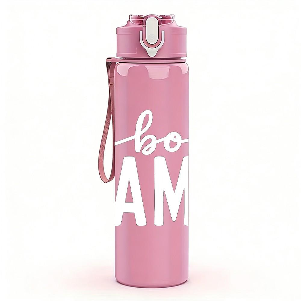 1PC Boy Mama Text Print 750ml Color Plastic Sports Water Bottle Leakproof Flip Straw Lid Suitable for Sports Office Home Use