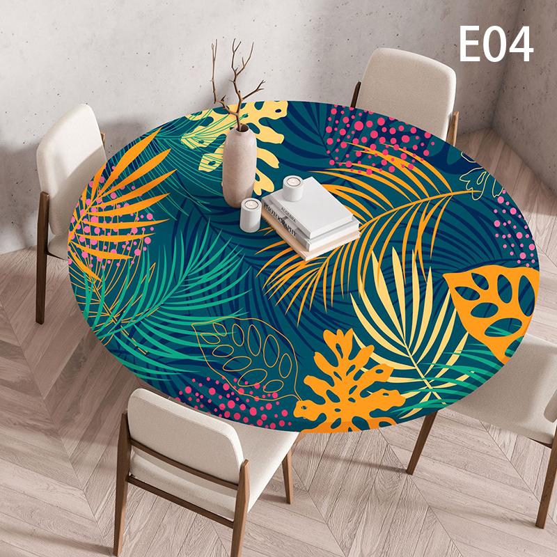 Waterproof Elastic Table Cover 60/90/100/120Cm Green Round Oil-Proof Tablecloth for Kitchen Dining Wedding Party Home Decoration