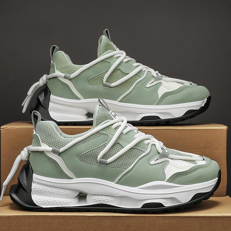 Fashion Mixed Color Men's Casual Shoes Texture Comfortable Lace-up Sneakers Non-slip Shock-absorbing Outdoor Male Sports Shoes