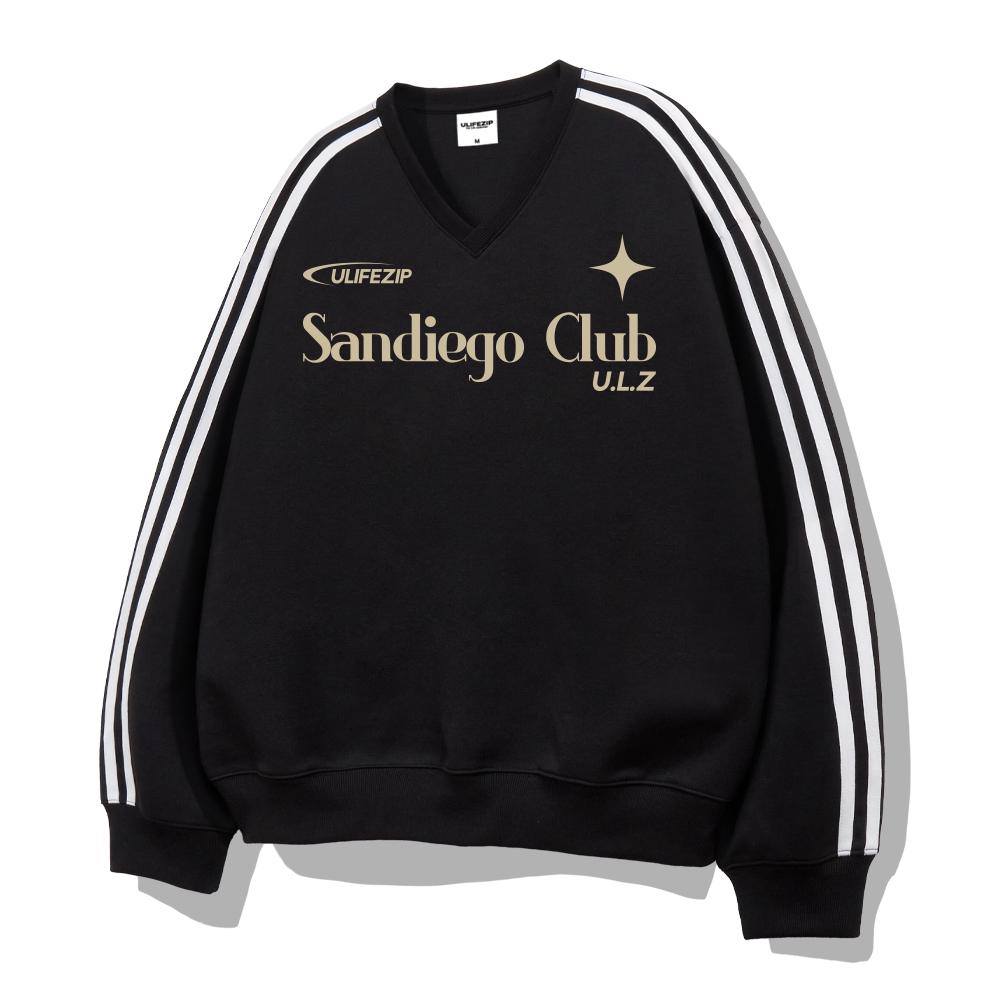 ULIFEZIP San Diego Club Oversized Track V-Neck Sweatshirt 4 Colors [Ulzv_0002]