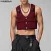 INCERUN Men Sleeveless Casual Loose Cargo Crop Tank Tops Waistcoat