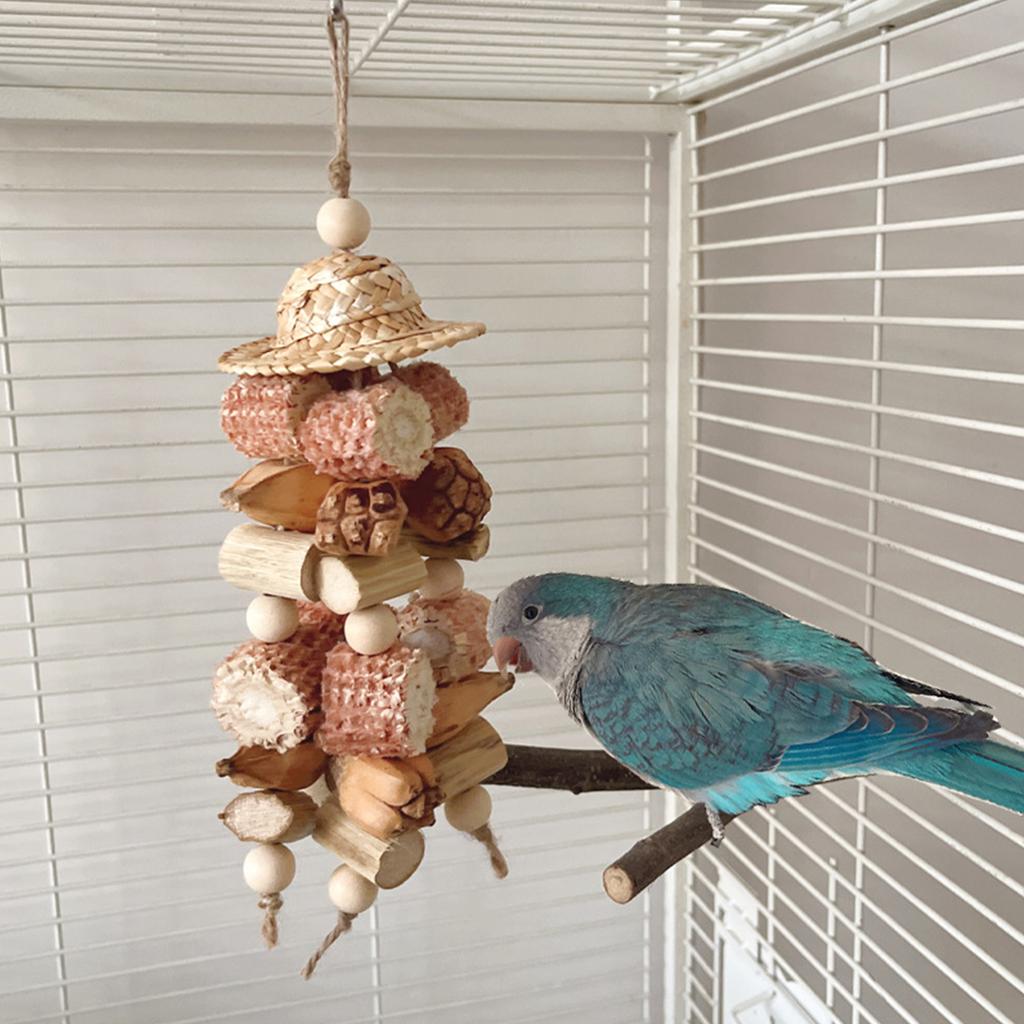 Natürliches Papageienspielzeug, farbenfrohes Hängespielzeug für Vögel, Schnabelschleiftraining für mittelgroße und kleine Vögel