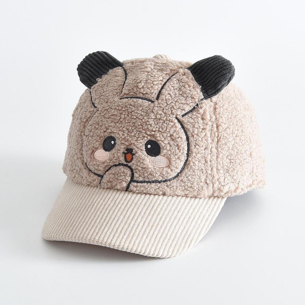 Kids' Autumn/Winter Windproof Warm Duckbill Cap with Cartoon Rabbit Design