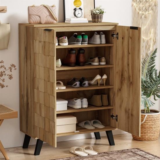 Sideboard, Modern Shoe Cabinet with 5 Compartments, Dimensions 80.5 X 35 X 109.5 Cm, Adjustable Shelves