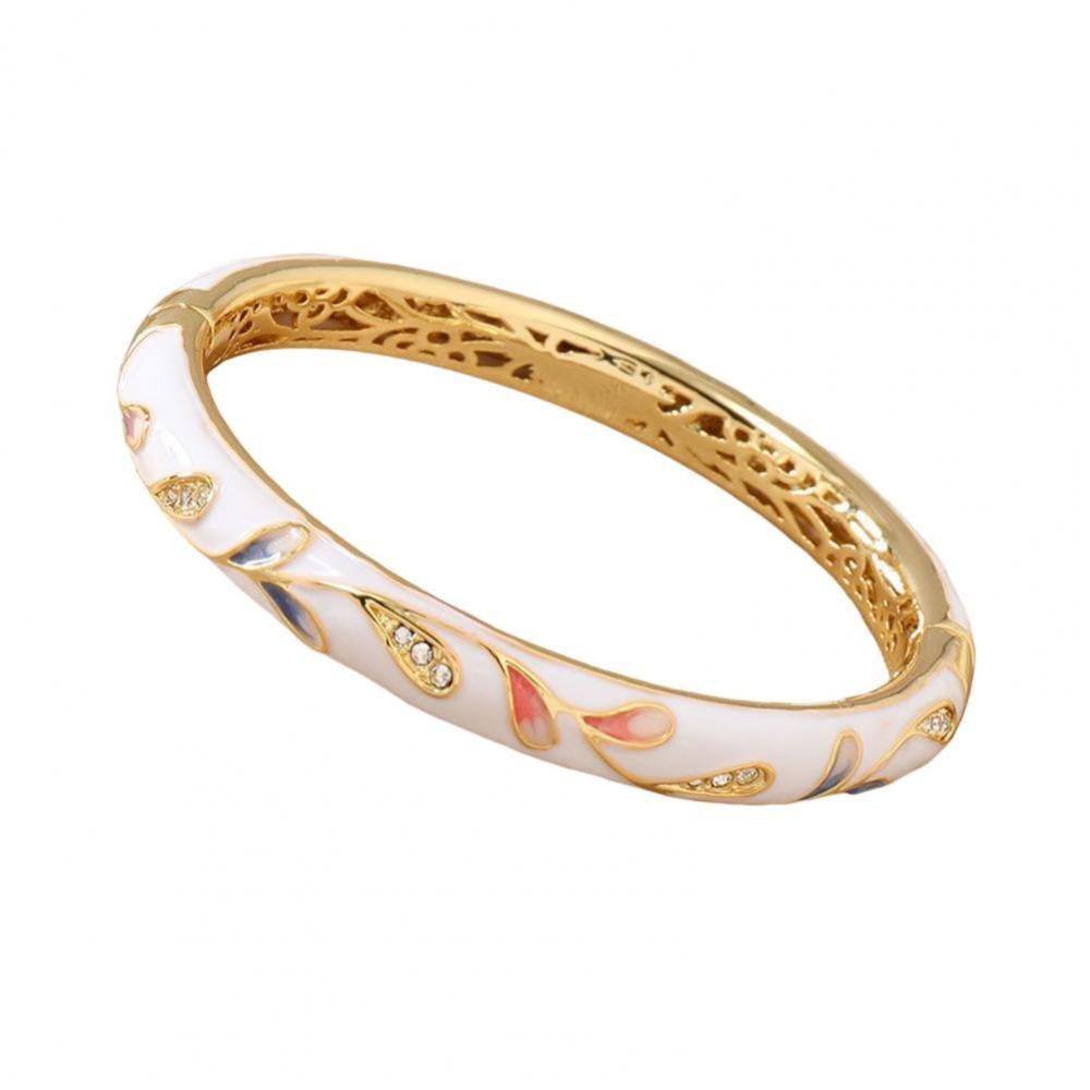 Traditional Hollow Out Flower Bangle Enamel Women's Hand Bracelet  Jewelry Gifts