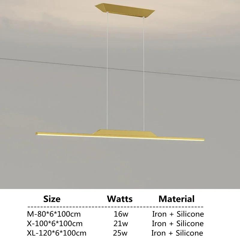 Modern restaurant long LED pendant light Nordic luxury home pendant light kitchen restaurant office home decoration light L80cm&tri-color light